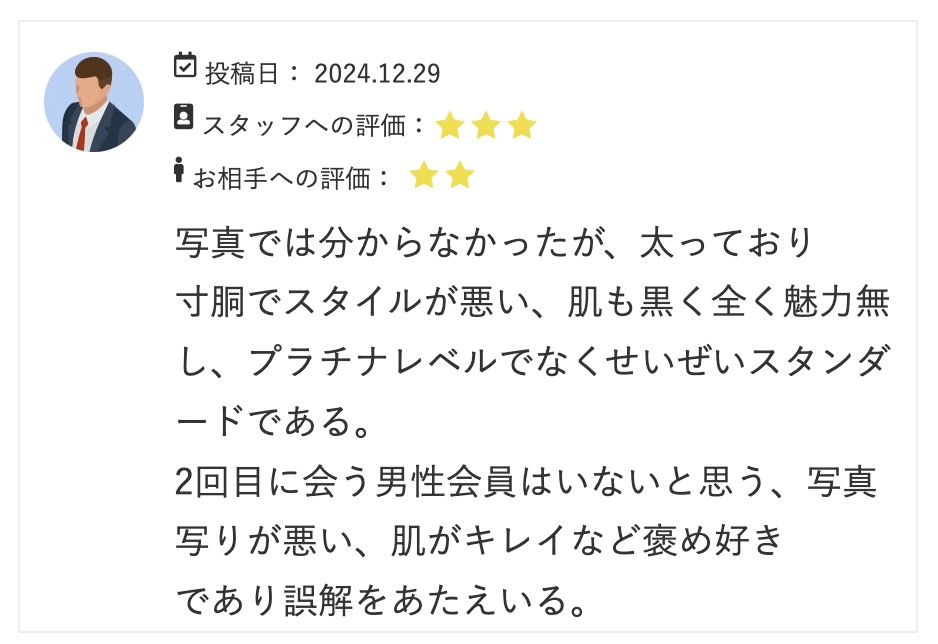 ユニバーサル俱楽部の悪い口コミ(男性)