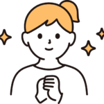 Nominationの良い口コミ（App Storeのレビュー・★5）を表す女性のイラスト